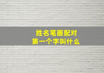 姓名笔画配对第一个字叫什么