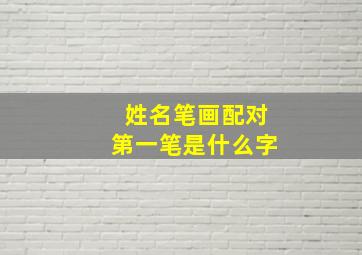 姓名笔画配对第一笔是什么字