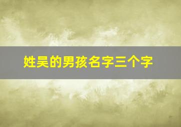 姓吴的男孩名字三个字