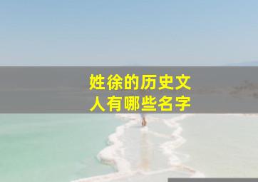 姓徐的历史文人有哪些名字