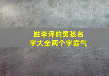 姓李泽的男孩名字大全两个字霸气