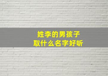 姓李的男孩子取什么名字好听