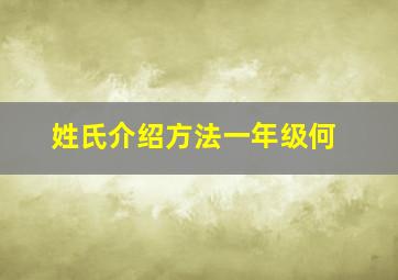 姓氏介绍方法一年级何