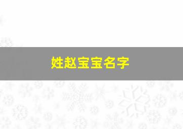 姓赵宝宝名字