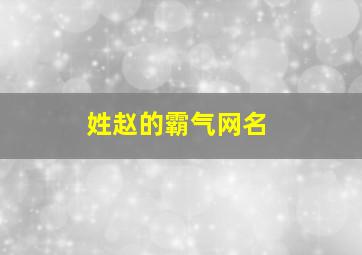 姓赵的霸气网名