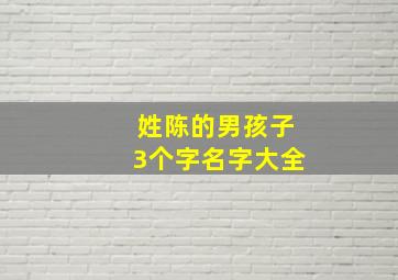 姓陈的男孩子3个字名字大全