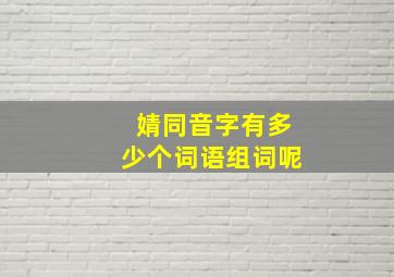 婧同音字有多少个词语组词呢