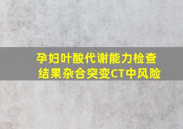 孕妇叶酸代谢能力检查结果杂合突变CT中风险