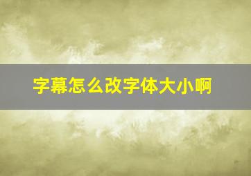 字幕怎么改字体大小啊