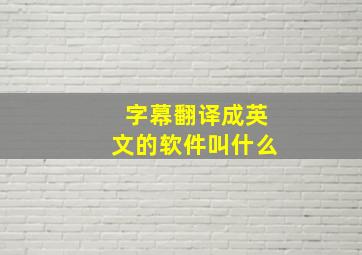 字幕翻译成英文的软件叫什么