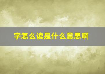 字怎么读是什么意思啊