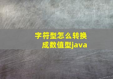 字符型怎么转换成数值型java