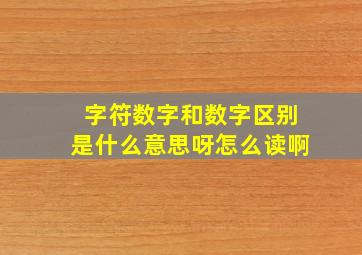 字符数字和数字区别是什么意思呀怎么读啊