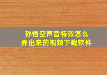 孙悟空声音特效怎么弄出来的视频下载软件