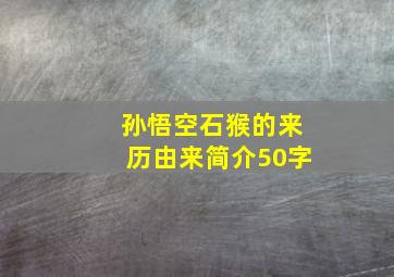 孙悟空石猴的来历由来简介50字