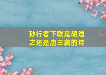 孙行者下联是胡适之还是唐三藏的诗