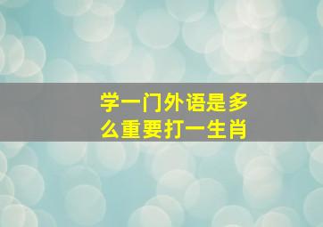 学一门外语是多么重要打一生肖