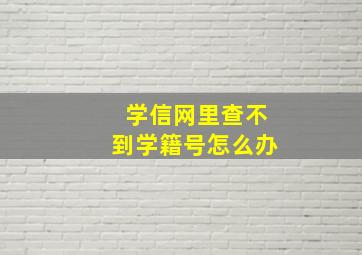 学信网里查不到学籍号怎么办