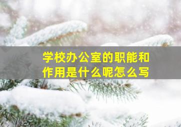 学校办公室的职能和作用是什么呢怎么写