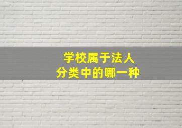 学校属于法人分类中的哪一种