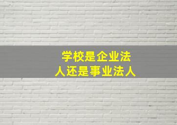 学校是企业法人还是事业法人