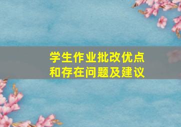 学生作业批改优点和存在问题及建议