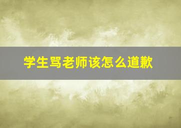 学生骂老师该怎么道歉