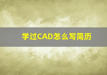 学过CAD怎么写简历