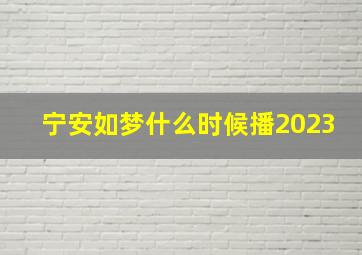 宁安如梦什么时候播2023