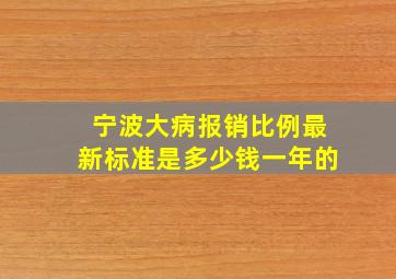 宁波大病报销比例最新标准是多少钱一年的