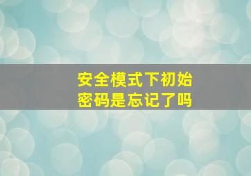 安全模式下初始密码是忘记了吗