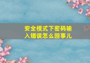 安全模式下密码输入错误怎么回事儿