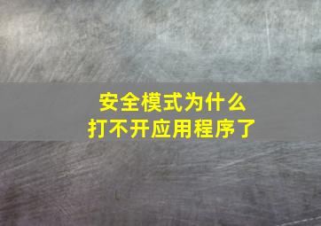 安全模式为什么打不开应用程序了