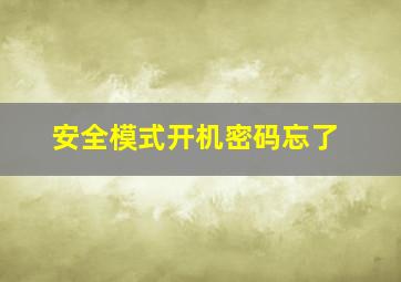 安全模式开机密码忘了