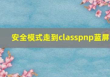 安全模式走到classpnp蓝屏