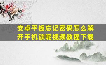 安卓平板忘记密码怎么解开手机锁呢视频教程下载