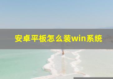 安卓平板怎么装win系统