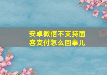 安卓微信不支持面容支付怎么回事儿