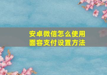 安卓微信怎么使用面容支付设置方法