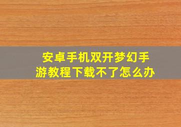 安卓手机双开梦幻手游教程下载不了怎么办