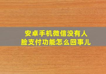 安卓手机微信没有人脸支付功能怎么回事儿