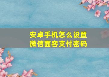 安卓手机怎么设置微信面容支付密码