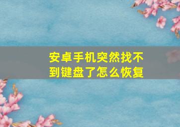 安卓手机突然找不到键盘了怎么恢复