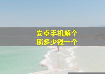 安卓手机解个锁多少钱一个