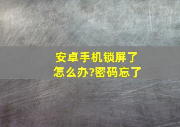 安卓手机锁屏了怎么办?密码忘了