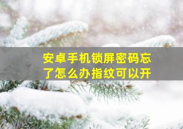 安卓手机锁屏密码忘了怎么办指纹可以开