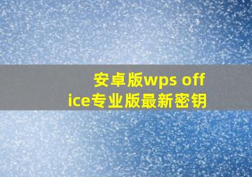 安卓版wps office专业版最新密钥