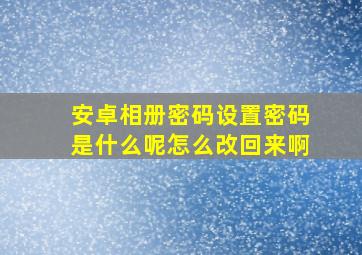 安卓相册密码设置密码是什么呢怎么改回来啊