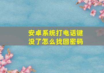 安卓系统打电话键没了怎么找回密码