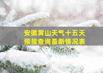 安徽黄山天气十五天预报查询最新情况表